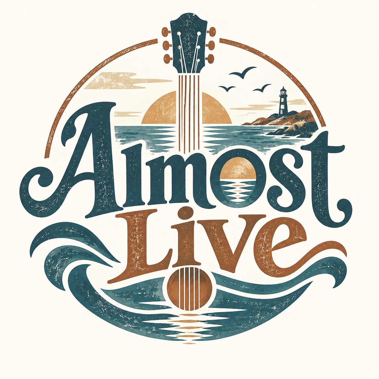 Almost Live coastal acoustic band logo